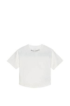 white fabric t-shirt PALM ANGELS KIDS | PBAA002S26JER001002